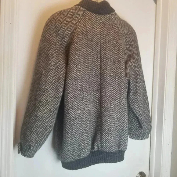 Talbots Vintage Women's Wool Herringbone Grey Bomber Jacket  Sz 11/12 - Picture 5 of 15